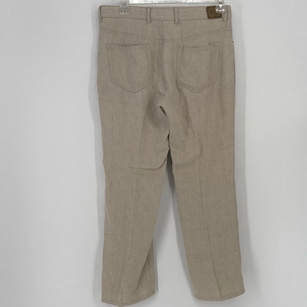 Peter Millar Pants Mens 34 Tan 100% Linen Five Pocket Luxury Casual Trousers